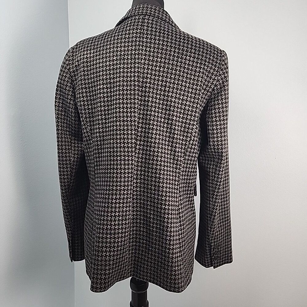 Vince Camuto Gray Black Houndstooth One Button Knit Jacket Blazer Sz 12 - Picture 7 of 11